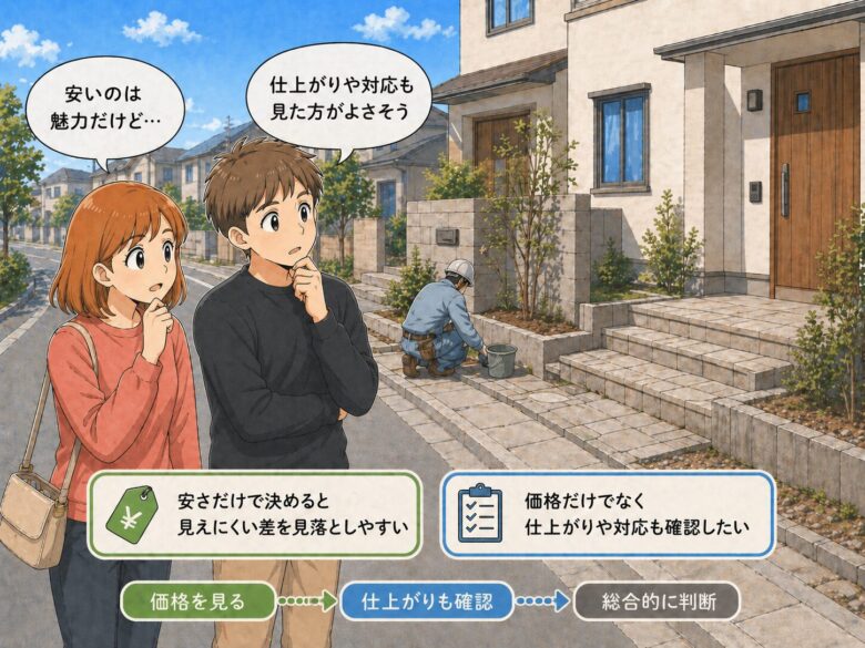 安さで選ぶと仕上がりが微妙になる事を説明する画像
