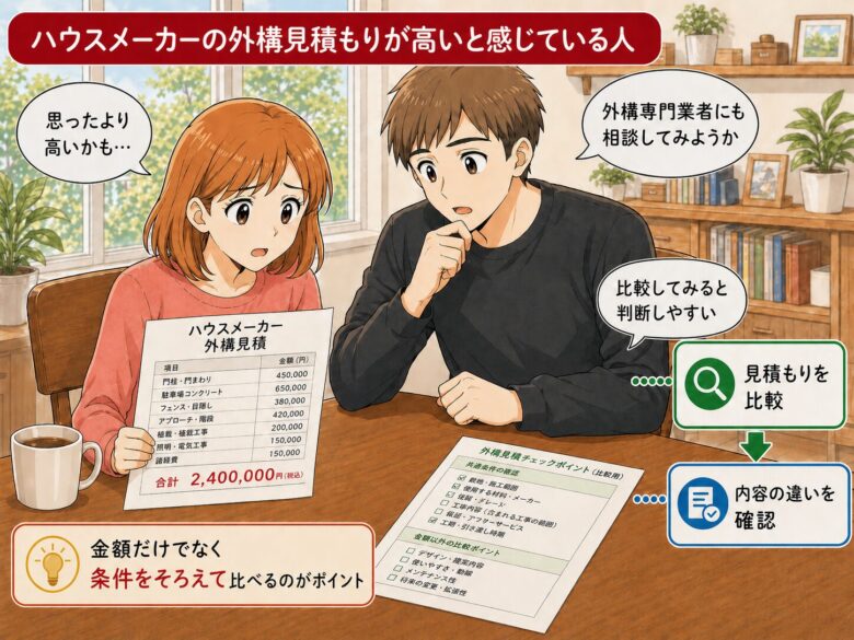 ハウスメーカーの外構が高いと感じている夫婦