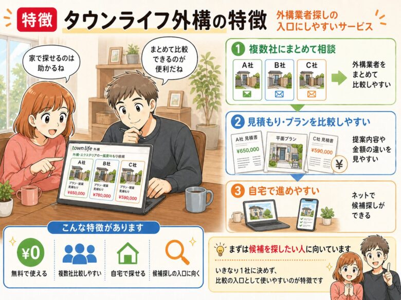 タウンライフ外構の特徴をまとめた図解