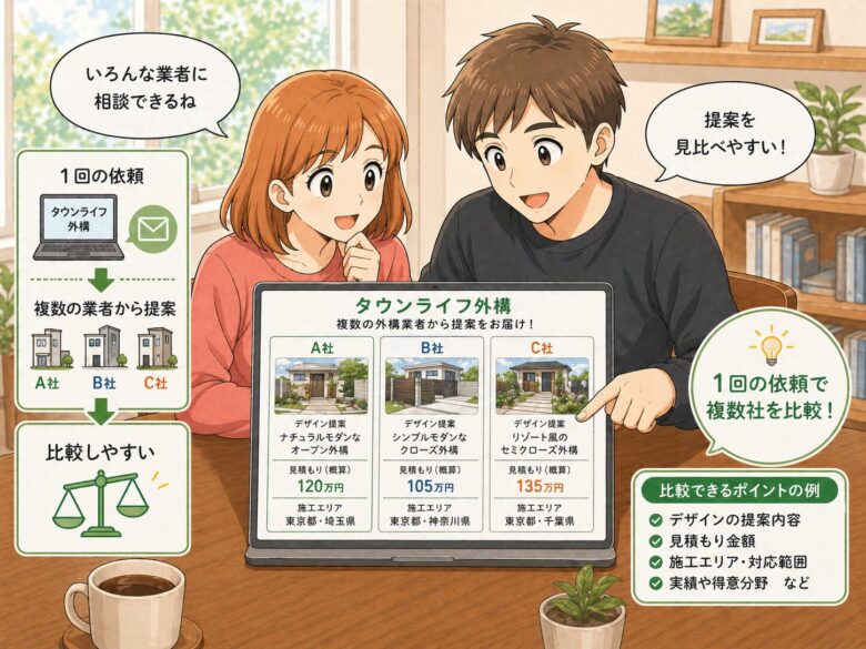 夫婦でプランを見比べている状況