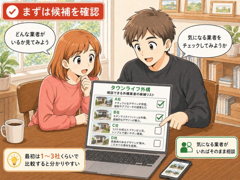 タウンライフ外構の業者チェックの状況