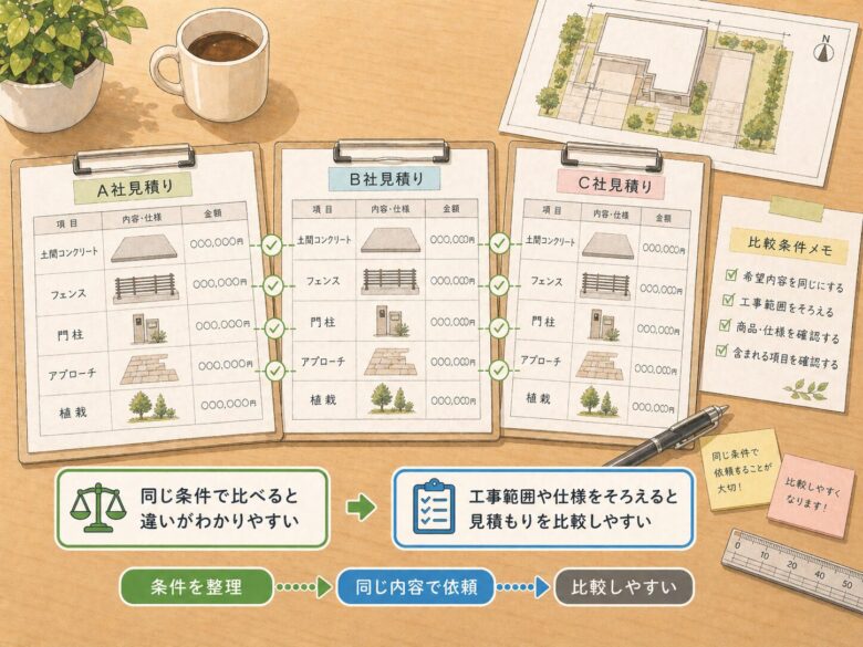 机の上に同じ条件の3のプランが置かれている