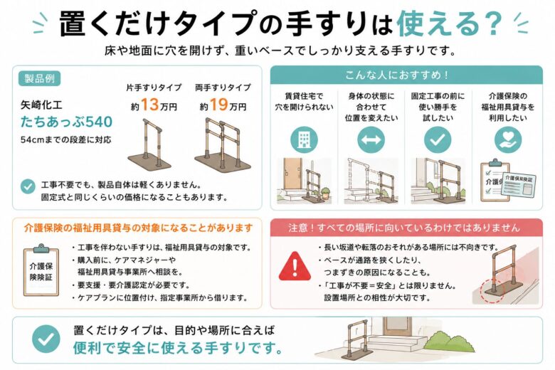 置くだけタイプの手すりは使える？